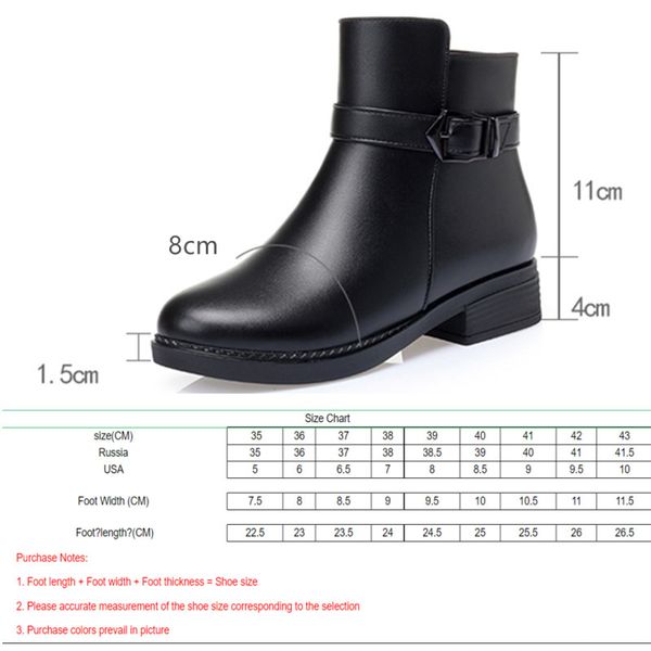 

winter boots mother shoes large size 42 43 wool mid-heel thick wool ladies short boots non-slip female snow boots, Black