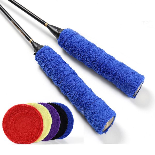 

anti-slip tennis badminton racket overgrip cotton towel handle glue grip sweat absorbing sweatband wholesale sweat band, Yellow;black