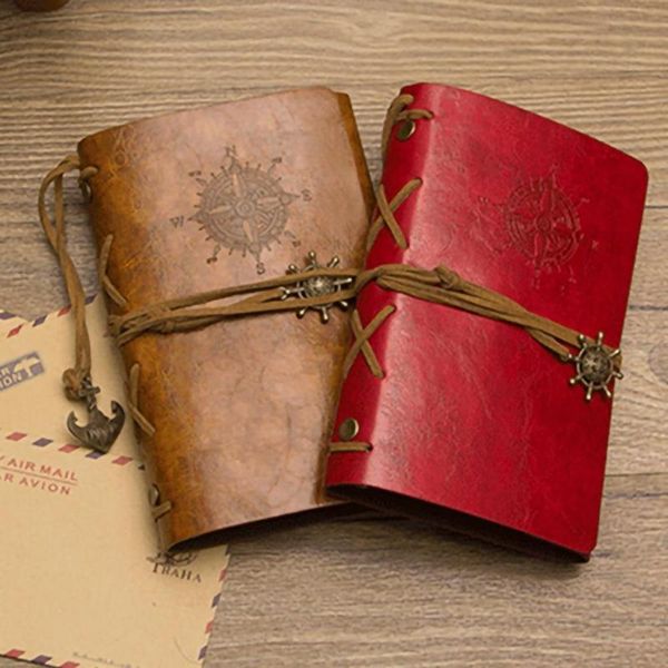 Notizblöcke, Retro-Spiralnotizbuch, Tagebuch, Notizblock, Vintage-Piratenanker, PU-Leder, Notizbuch, austauschbar, Schreibwaren, Geschenk, Reisetagebuch