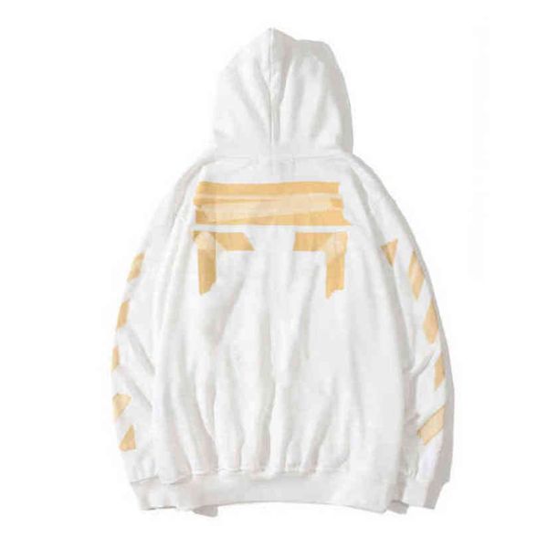

fashion mens loose offs hoodies brand classic sweatshirts hoodie cotton pullover long sleeved back oil paint arrow x men women hooded jacke, Black