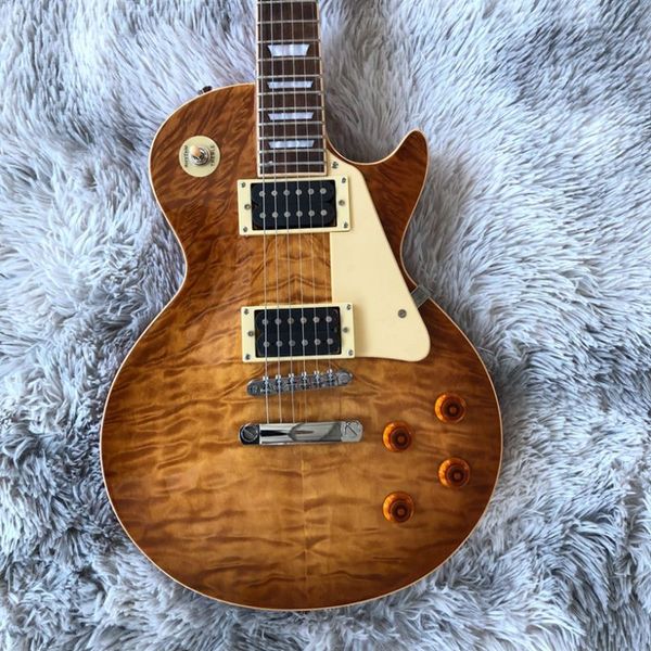 

electric guitar solid mahogany body with quilted maple electric guitar chrome hardware