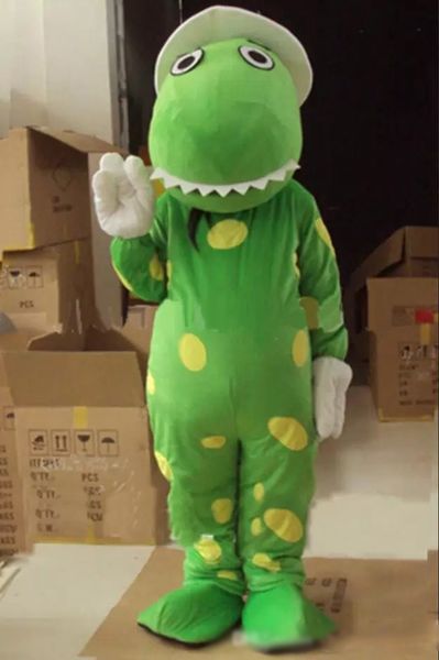 

dinosaur mascot costumes animated theme green dinosaur animal cospaly cartoon mascot character halloween carnival party costume, Red;yellow