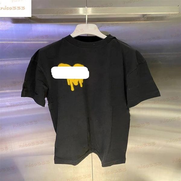 

22ss men tee black purple heart shaped city spray letter pattern pure cotton white powder green dark blue yellow women shor268m, White;black