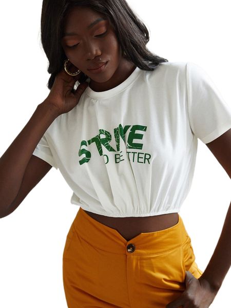 

letter graphic crop tee u0yk#, White