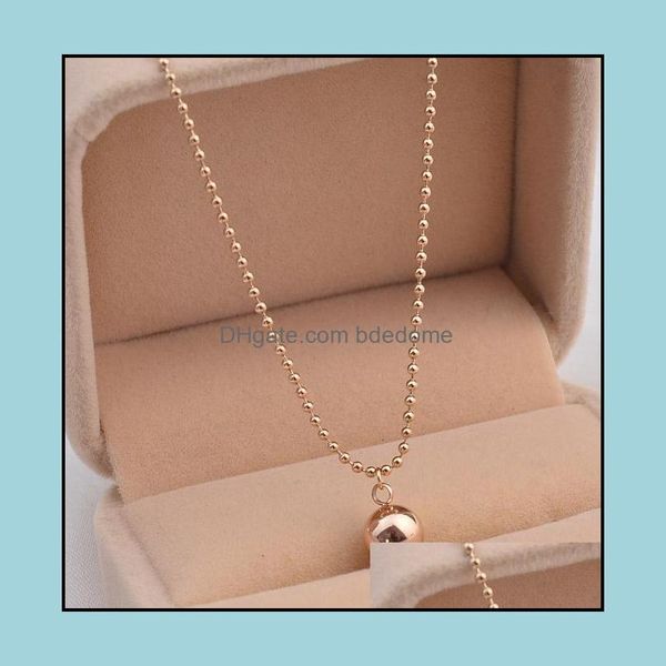 

pendant necklaces pendants jewelry smooth steel ball necklace titanium rose gold color woman fine jewelr dhgsl, Silver