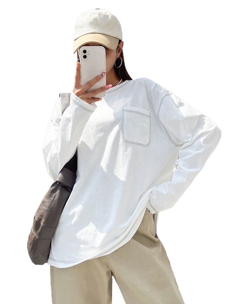 

dazy solid drop shoulder tee y3pg#, White