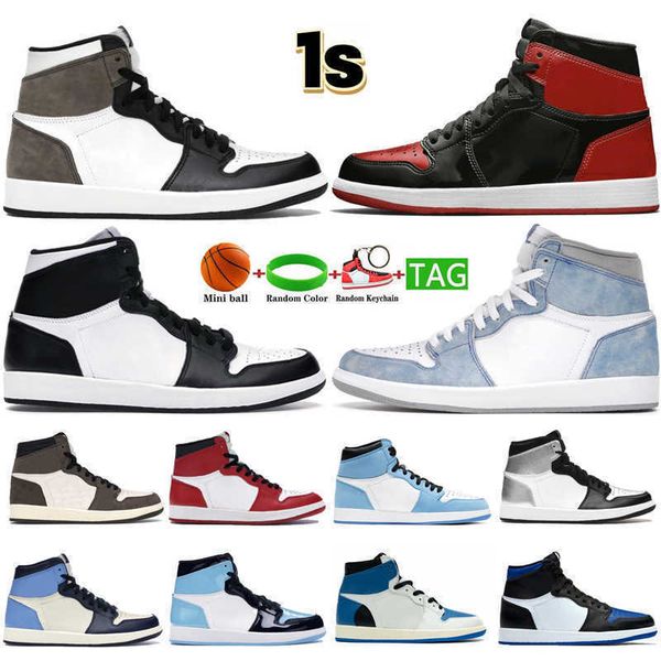 

mens 1 og basketball shoes 1s sneakers heritage university blue royal patent bred dark mocha shadow unc twist boots men women trainers, Black