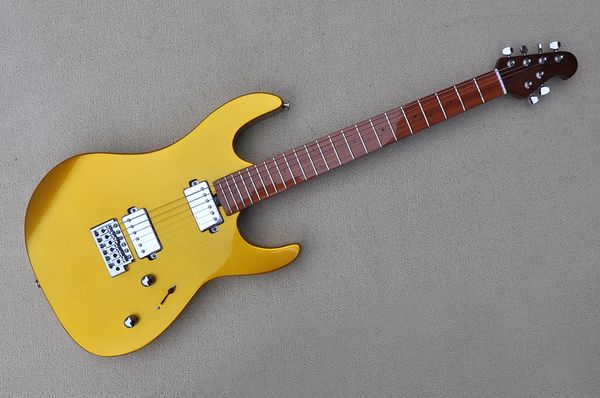 

factory custom gold electric guitar with brown neck maple fretboard hh pickups chrome hardwares can be customized