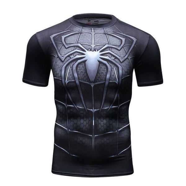 

men tight short sleeve t-shirt summer 3d printed t-shirts men short sleeve compression fitness clothing 220421, White;black