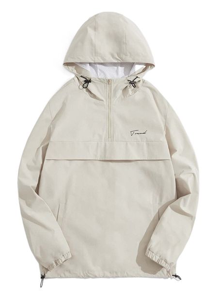 

men letter graphic drawstring hooded jacket p74h#, Black;brown