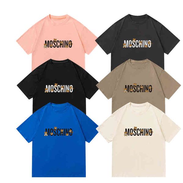 

men's t-shirts summer 2022 letter pattern korean loose bear print men's and women's short sleeved t-shirt re3z, White;black