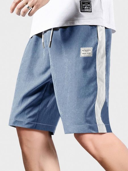

men letter patched drawstring waist shorts n087#, White;black
