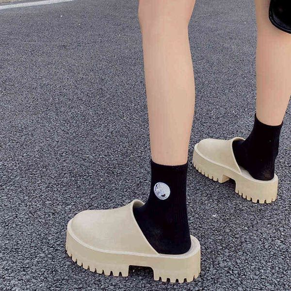 

summer thick platform casual slippers women rubber ladies sandals thicked bottom eva platform slippers wedges beach shoes y220426, Black
