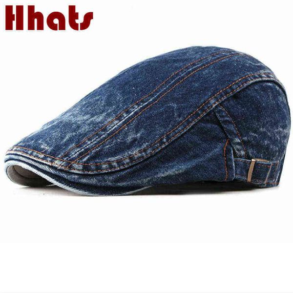 Men de jeans de jeans sólido Cap em vazio jornais vintage Boy Boy Style Cap Cabbie Gatsby Pet Boina Beret Hat Jean Summer Visor J220722