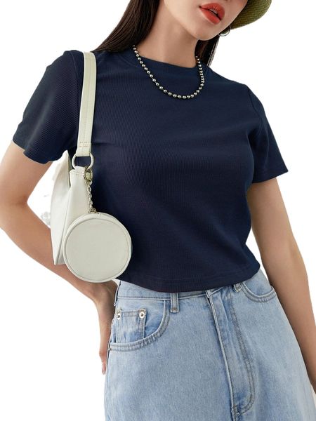 

dazy solid rib-knit crop tee q4oi#, White