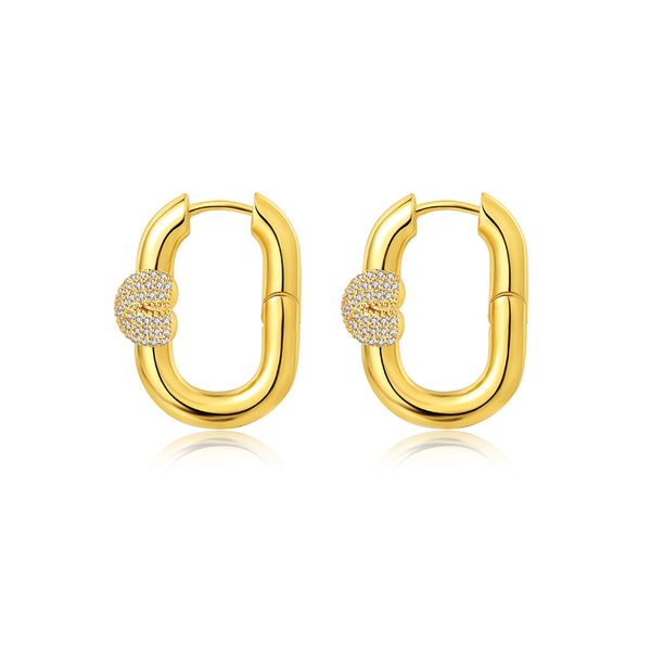 Летние нишевые золотые серьги-гвоздики в форме буквы U с бриллиантами, женские дизайнерские круги, модные универсальные украшения для темперамента, аксессуары