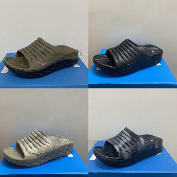 Hoka One Men Ora Recuperação Slipers Slipers Black Exército Verde Sandálias Slipper Shaping Shaping 2023 Nova cor Plataforma amarela Oxford Sandal