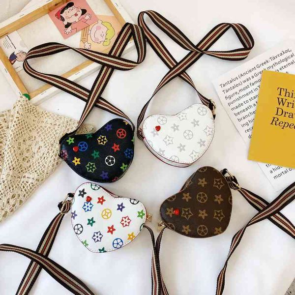 

autumn and winter children's bag lovely peach heart girl's messenger bag korean fashion old flower children's accessory bag, Black