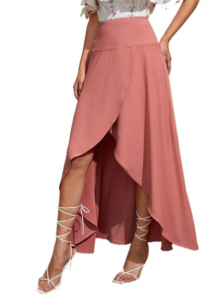 

zip back wrap hem skirt l3bg#, Black