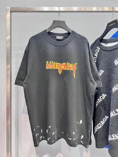 

spring/summer new letter t-shirt cotton fabric os drop shoulder loose version women's men's fashion sweatshirt short sleeves, Black;brown