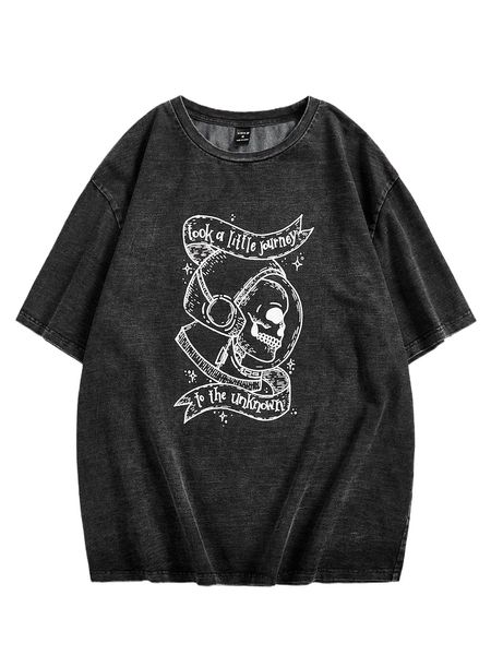 

x creativesbymw men skull & slogan graphic tee w9g8#, White;black