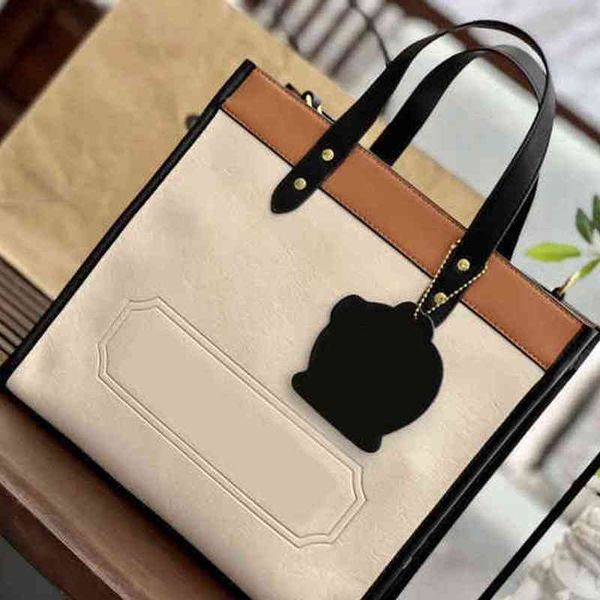 

totes tote bags women handbag canvas shoulder strap leopard panel leather designer crossbody shopping bucket inside with small purse 230326