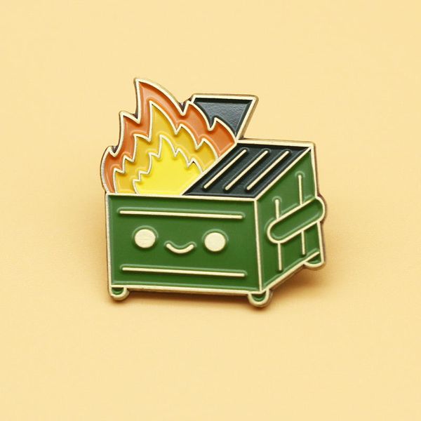 

dumpster fire enamel pin brooch backpack collar hat badge lapel pin women men jewelry gifts, Blue