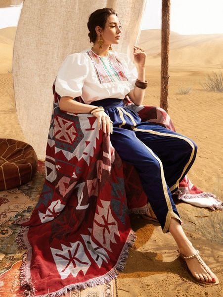 

striped print button front blouse l9bi#, White