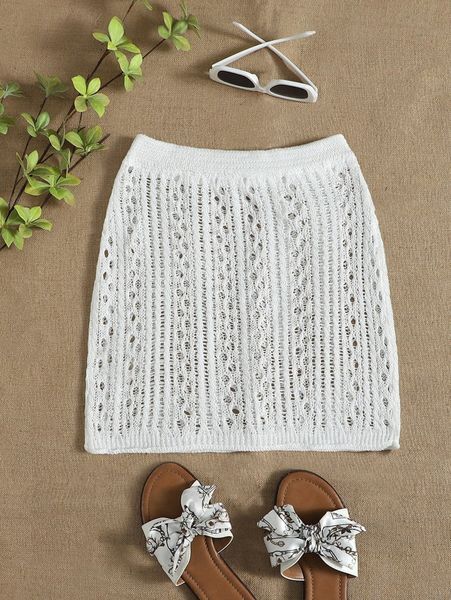 

plain knitted cover up g35t#, White;black