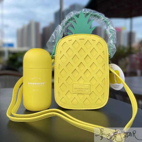 

starbucks cup 220ml stainless steel capsule cup with pineapple shape bag, insulating cup bag, bow bag