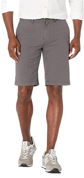

men's 11" inseam comfort stretch seersucker short l2wl#, White;black