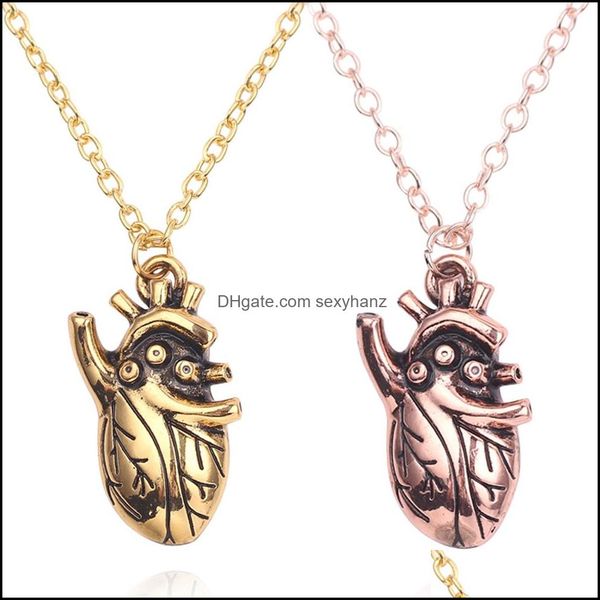 

pendant necklaces new fashion gothic antique pleated oddities anatomical heart necklace realistic for men and women drop delivery 202 dhw2r, Silver