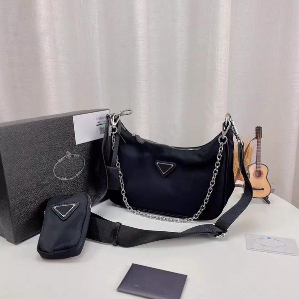 

designers bags women classic black shoulder bag luxurys chain handbags lady messenger purse nylon soft practical multi-role simple lightweig, Black;red