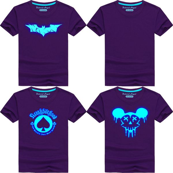 

boys girls luminous t-shirt 3d pattern glow in dark kawaii kids cartoon cotton graphic tees funny harajuku children tshirt 220705, White;black