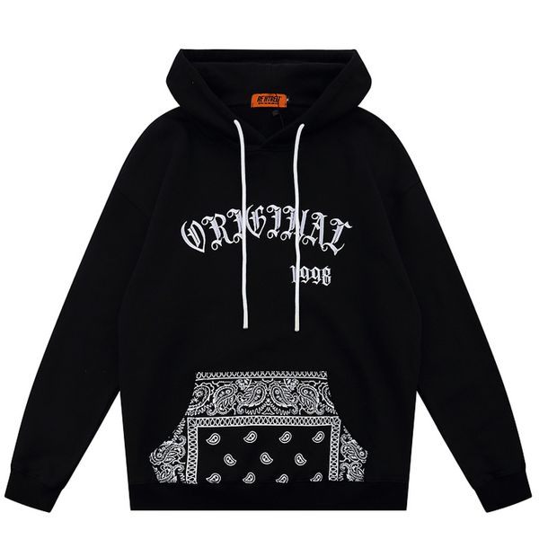 

hoodies & sweatshirts mens letter patchwork hoodie autumn oversize cotton hooded loose pullover coats aa, Black