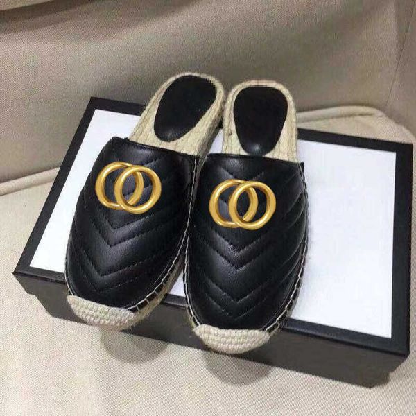 

shoes designer summer beach slippers lazy baotou platform flops leather letters lady thick bottom slides women metal ladies sandals