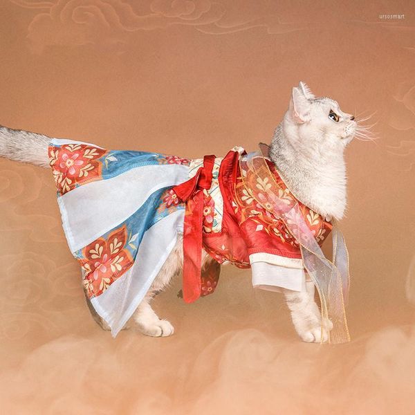 Vestido de gato arcaico de gato de gato artesanal, roupas de cetim de pegada de gato de estilo chinês Acessórios para casaco de tecido vintage trajes