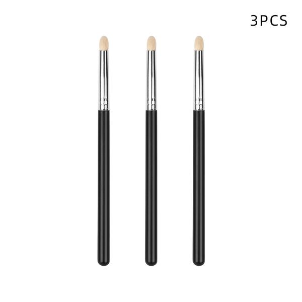 Black Rod Brush de maquiagem de lã macia fosco Brushwadow 3pcs borrar delineador de lixo de seda para lidar com detalhes dos olhos