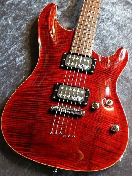 

schecter: rexy-2-24-ctm-tom 5a grade red/rosewood electric guitar