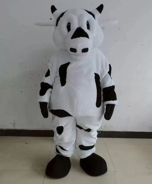 

2022 performance white dairy cow mascot costumes halloween fancy party dress cartoon character carnival xmas easter advertising birthday par, Red;yellow
