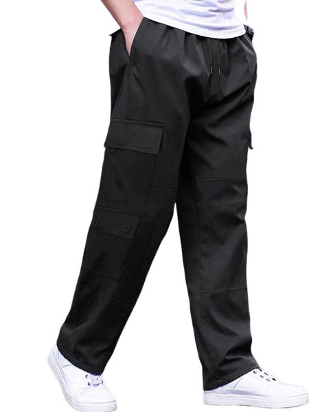 

men flap pocket side cargo pants z2ai#, Black