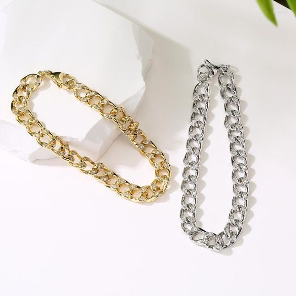 Cadeia de link Hecheng Bohemian Gold Bracelet para mulheres torcer a cor prata CZ Jóias grossas de festa grossa 22