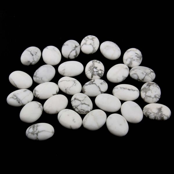 Natural Howlite Turquesa Oval Flat Back Gemstone Cabochões Cura Cakra Cristal Pedra Pedra Bead Capas Nenhum orifício para artesanato de jóias