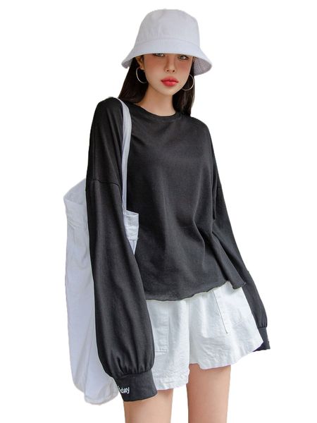 

dazy letter embroidery drop shoulder tee v9ui#, White