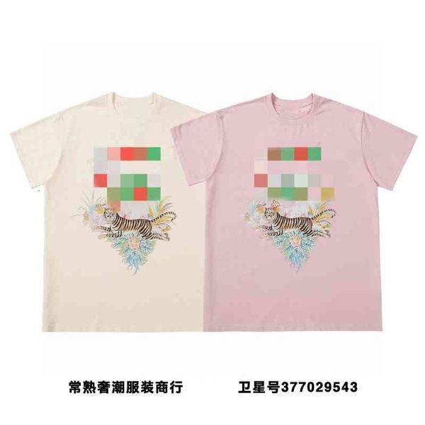 

women's t-shirt 2022 new year's tiger jungle flower plant print round neck casual short sleeve trend t couple yemd, White