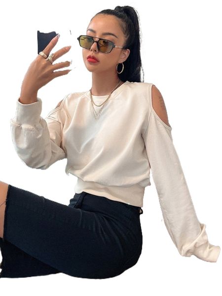 

dazy cold shoulder sweatshirt n7fg#, Black