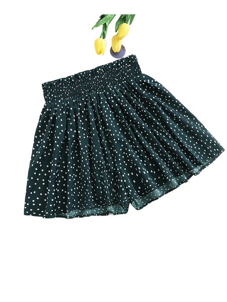 

polka dot print paperbag waist shorts p5wh#, White;black