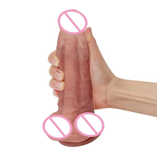 Massaggio Dildo realistico Dildo in silicone Dildo spesso per le donne Ventosa per pene reale Pene artificiale Masturbatori femminili Giocattoli per donne