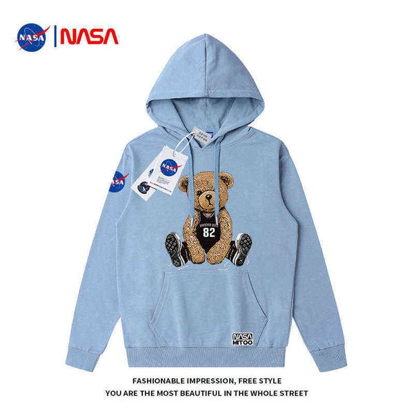 

hoodies sweatshirts designer hoodie little round neck sweater men's and women's trend co branded nasa casual long sleeve t-shirt a, Black