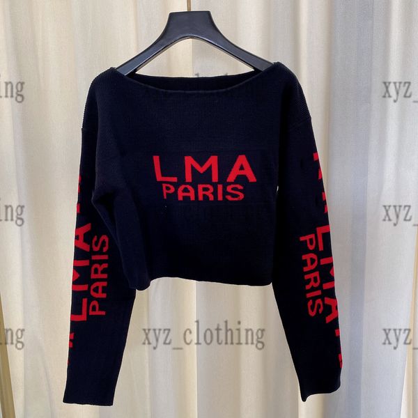 

balck blue newly female sweater shirts red letters long sleeve slash neck knitted shirts short style autumn sweaters 2022fw fashion shirt si, White;black